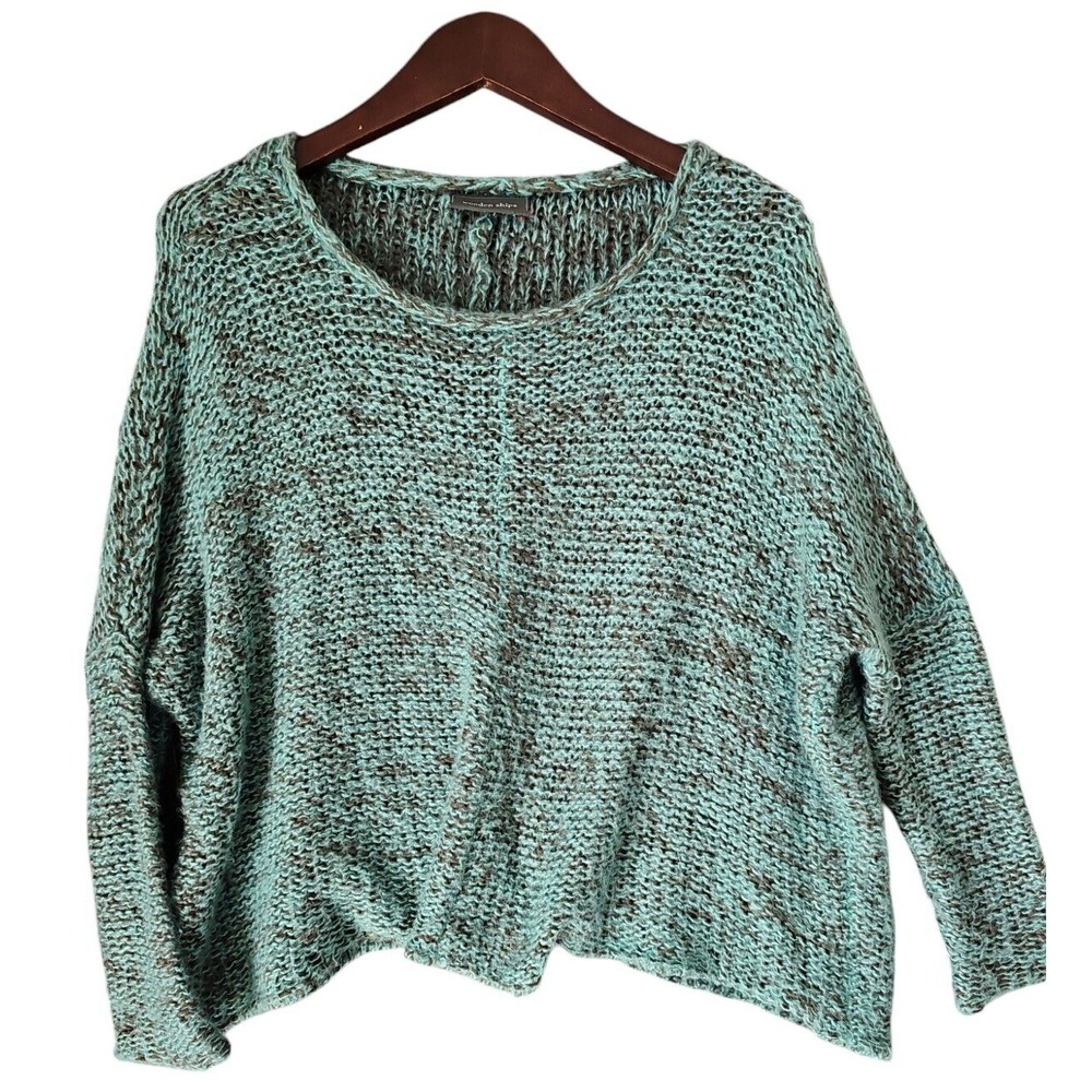 WOODEN‎ SHIPS Paola Buendia Acrylic Blend Fuzzy Oversized Sweater Green Gray X/S